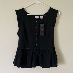 NWT Levi's Sleeveless Black Tie-Waist Shirt